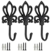 Woodside Cast Iron Decorative Wall Mounted Hanging Hooks, Vintage Coat Hangers, Set Of 3