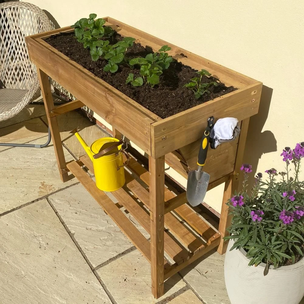 Woodside Thurne Raised Wooden Garden Bed Planter, Plants & Vegetable/Herb Box - Image 2