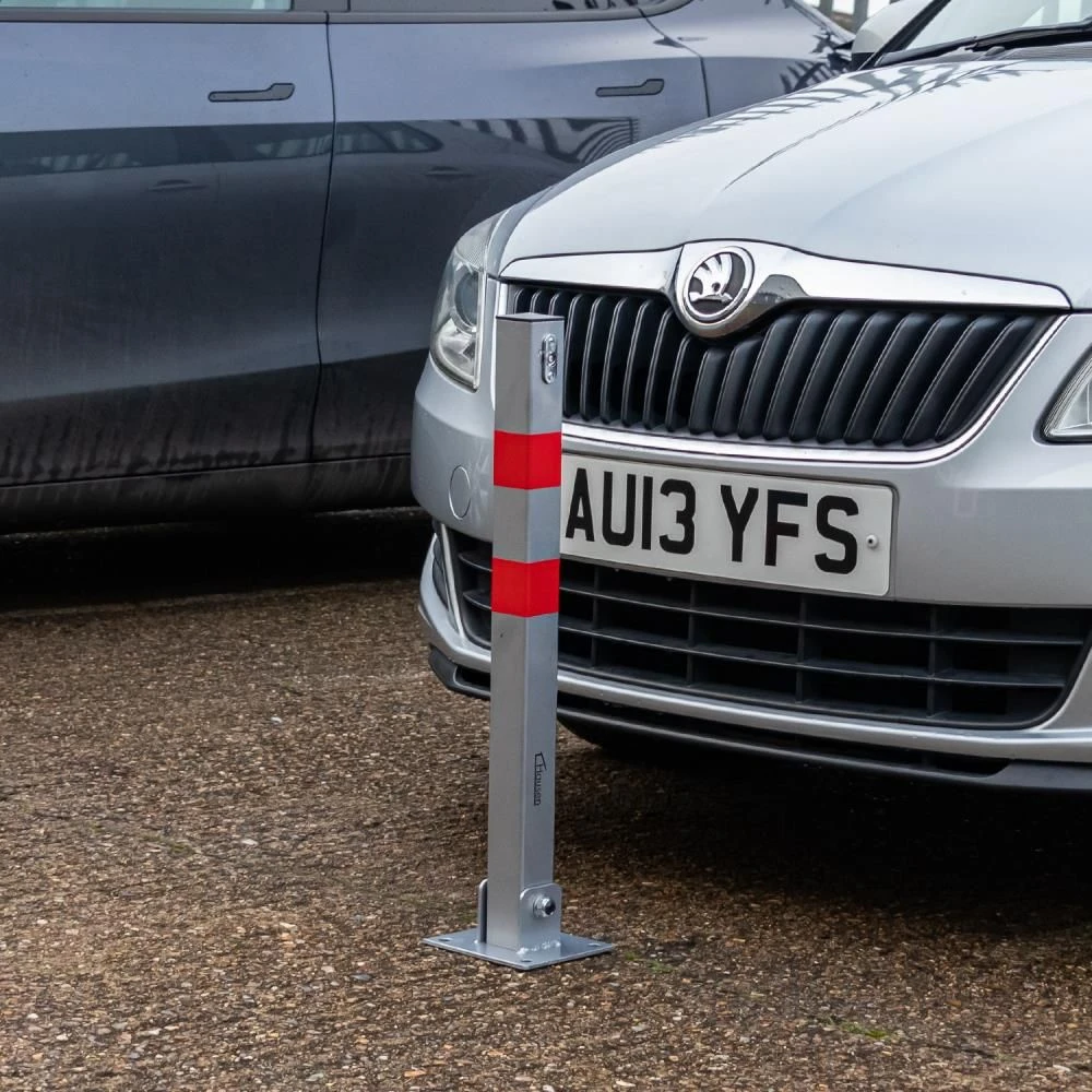 Hausen Folding Car Parking Barrier Post Vehicle Driveway Garage Security Bollard - Image 2