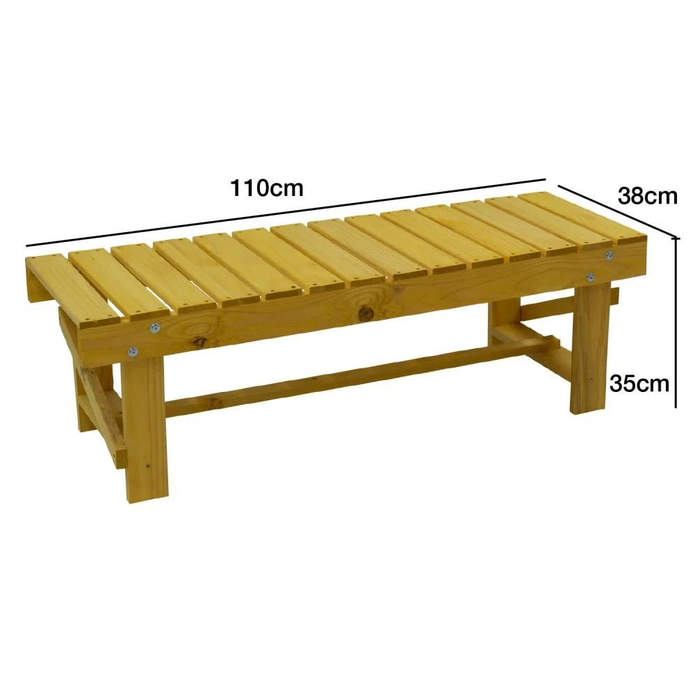Woodside 2 Seater Garden Patio Bench, Outdoor Wooden Loveseat, Hard Pine Wood - Image 7