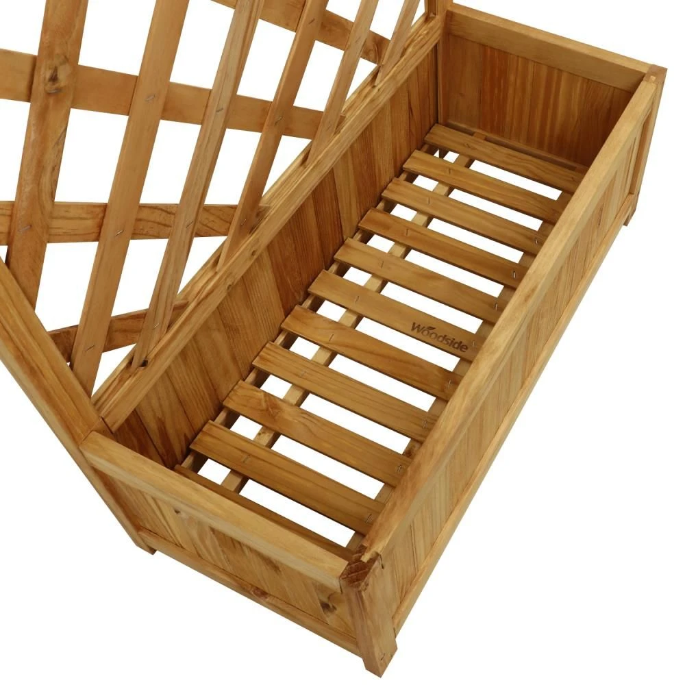 Woodside Aldburgh Wooden Garden Trough Planter/Flower Container Box With Trellis - Image 5