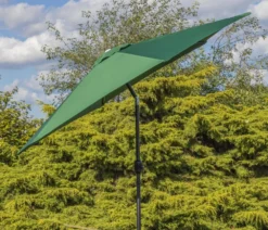 Woodside Large 2.7m Garden Parasol Umbrella With Winding Crank & Tilt Green