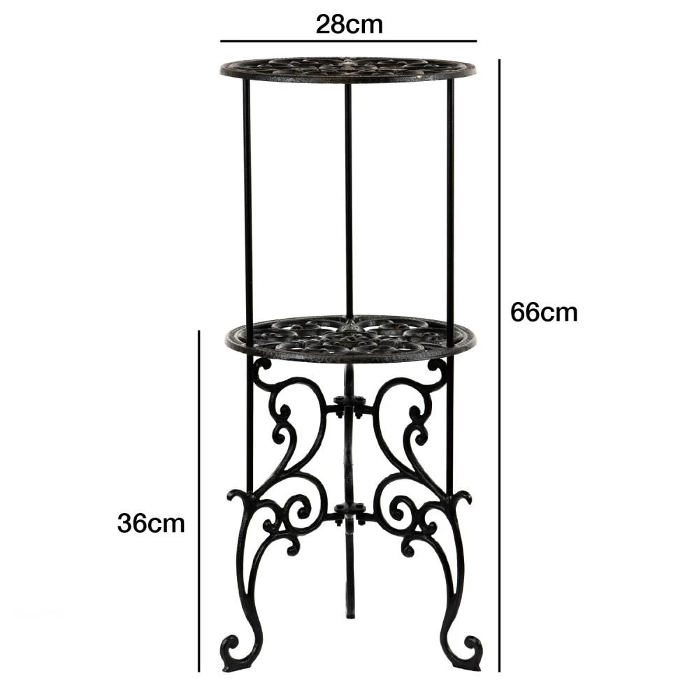 Woodside Heavy Duty Cast Iron Indoor/Outdoor Two Tier Plant Pot Display Stand - Image 5