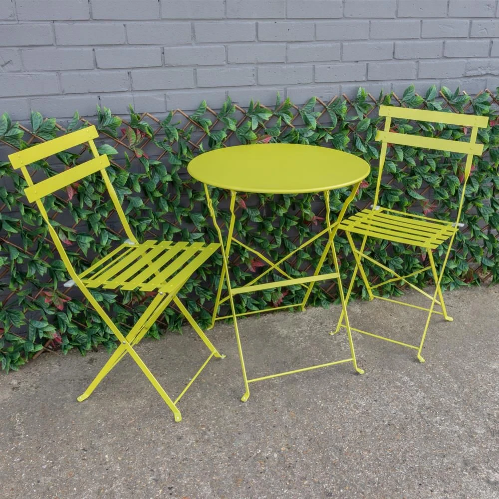 Woodside Aylsham Outdoor Garden Patio Folding Table & Chair Bistro Set 6 Colours - Image 4