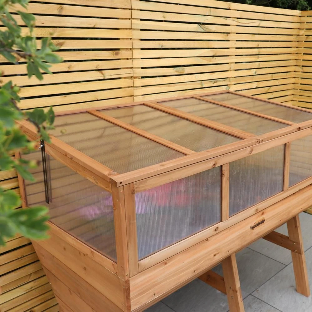 Woodside Raised Wooden Garden Planter + Cold Frame/Growhouse Plant & Veg Box, Large 150cm - Image 4