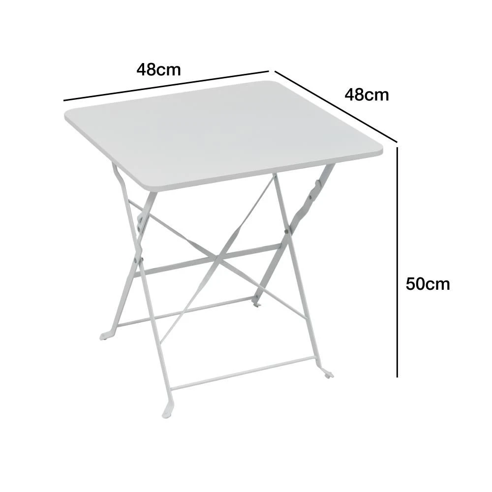 Woodside Indoor/Outdoor Folding Garden Side Table, Foldable White Coffee Table - Image 7