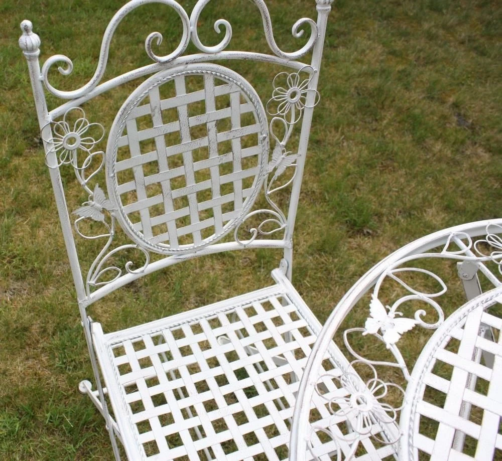 Maribelle Folding Garden Patio Furniture Set Round Table And Two Square Chairs - Image 2