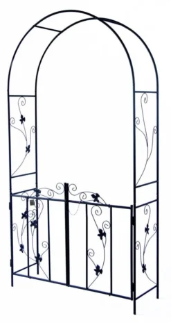 Woodside Lamas Decorative Metal Garden Arch With Gate