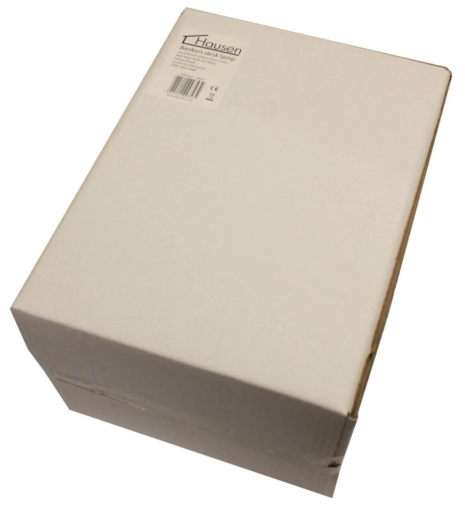 Bankers Desk Lamp Polished Brass And Green Glass With Swivel Head 60W Hausen - Image 3