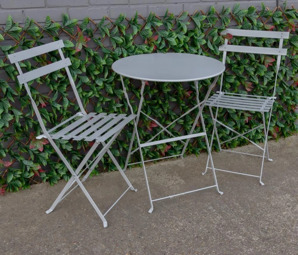 Woodside Aylsham Outdoor Garden Patio Folding Table & Chair Bistro Set 6 Colours - Image 5