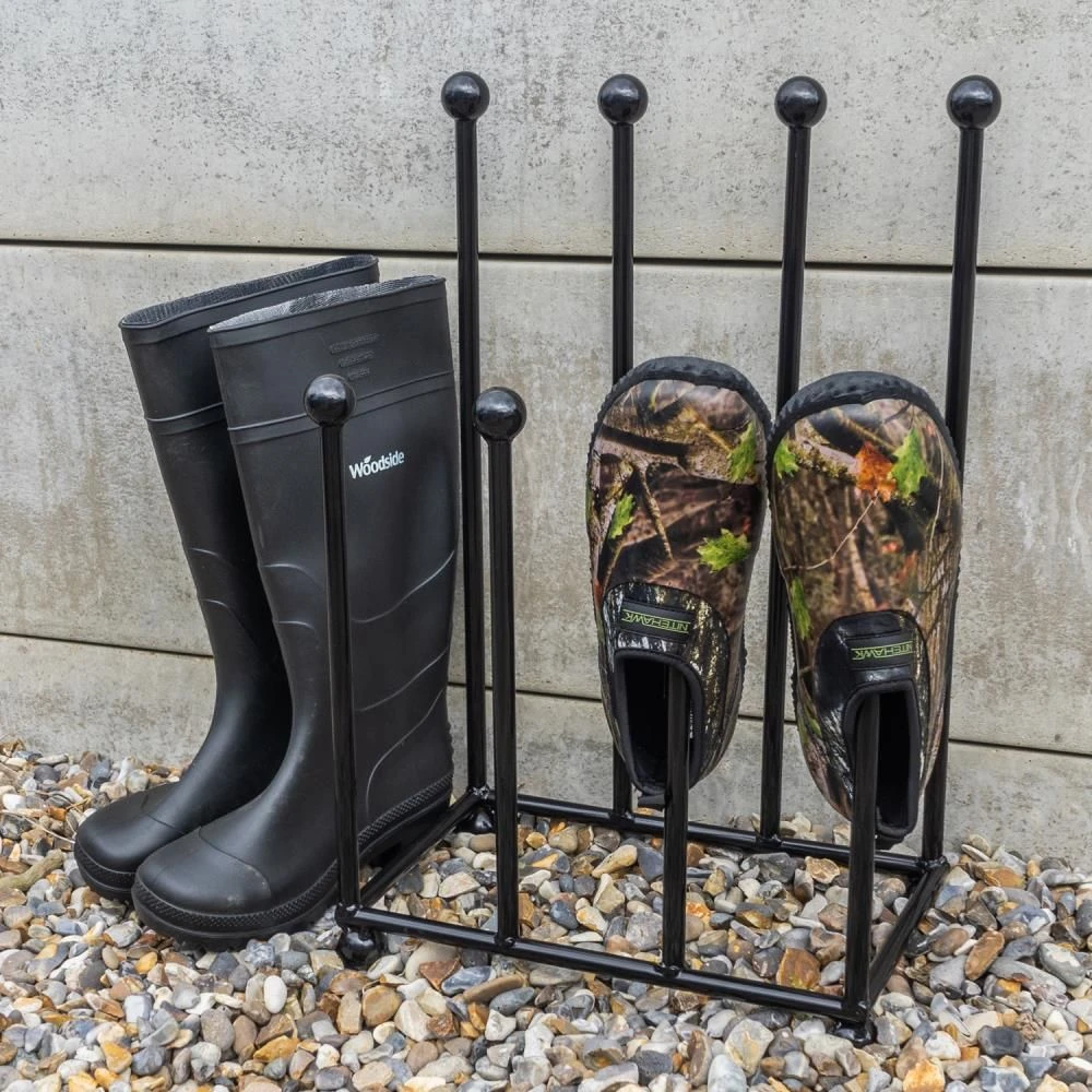 Woodside Morston Steel Wellington Boot Rack/Walking Boot Storage Stand, Indoor & Outdoor - Image 4
