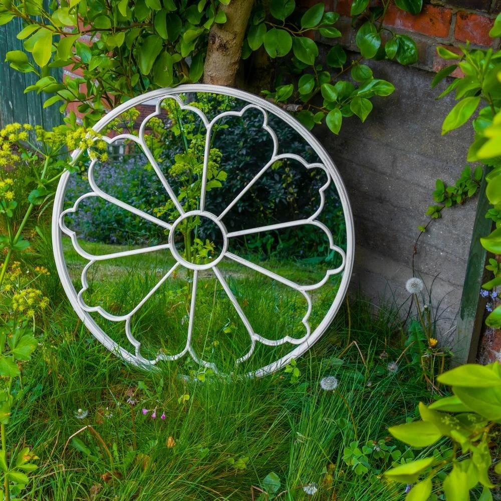 Woodside Upton Large Decorative Round Outdoor Garden Mirror, Diameter: 80cm - Image 2