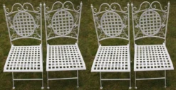 4 X Maribelle Folding Square Outdoor Garden Patio Chair White Floral Furniture