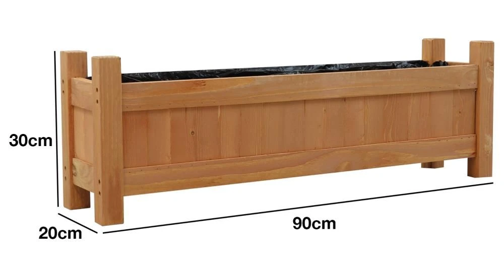 Woodside Aldeby Wooden Garden Trough Planter/Flower Container Box, Pack Of 2 - Image 3
