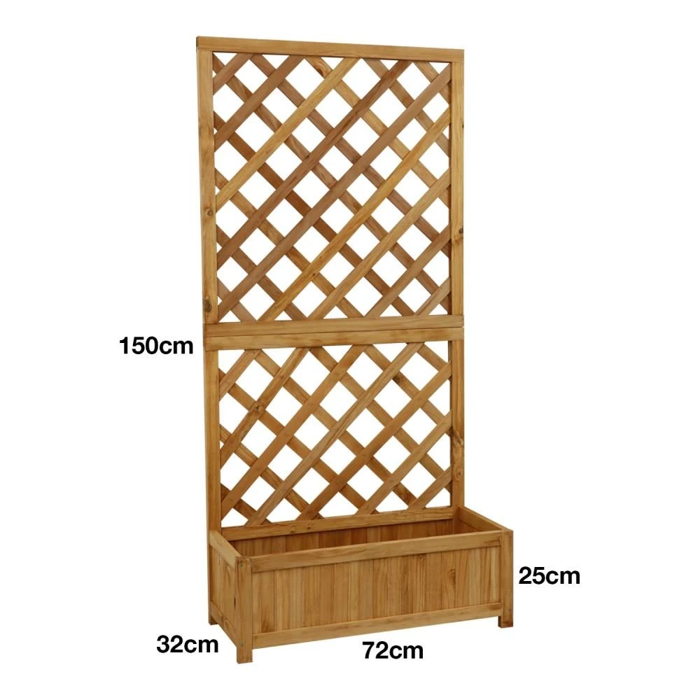 Woodside Aldburgh Wooden Garden Trough Planter/Flower Container Box With Trellis - Image 4