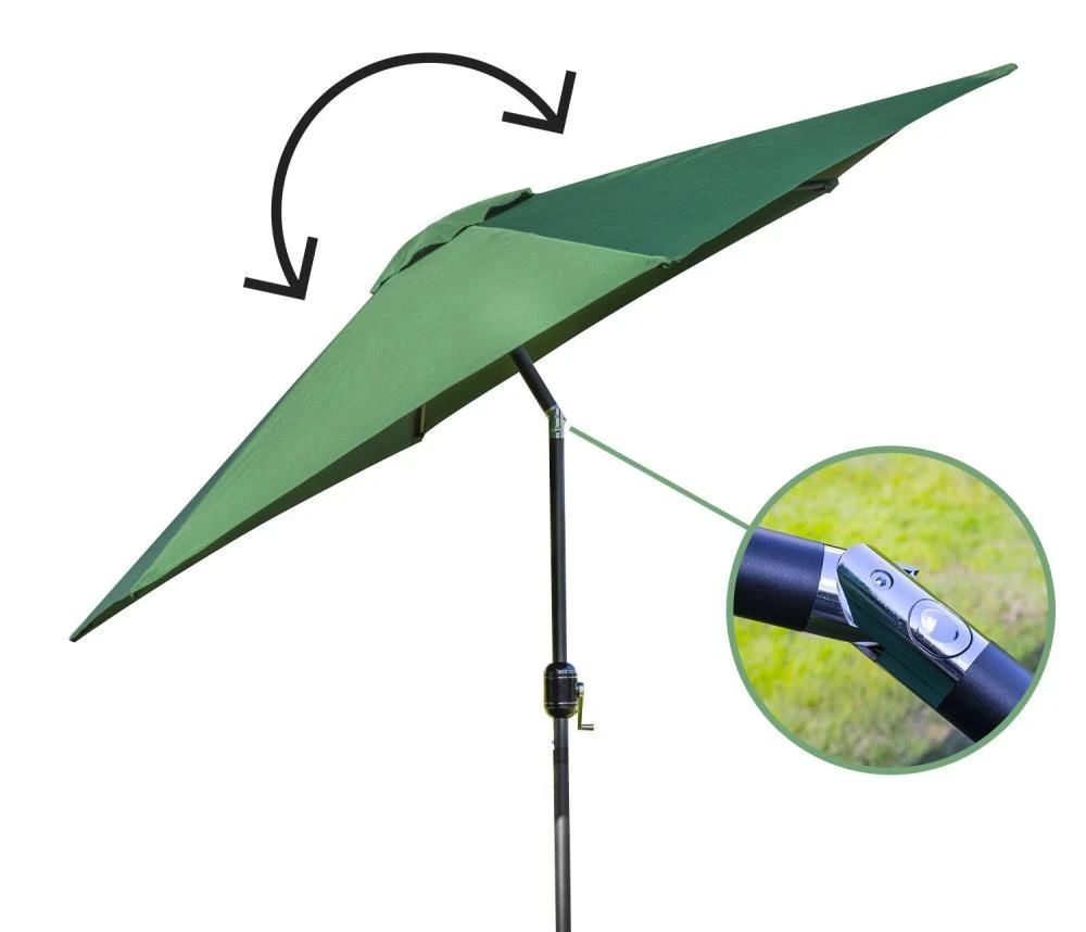 Woodside Large 2.7m Garden Parasol Umbrella With Winding Crank & Tilt Green - Image 6