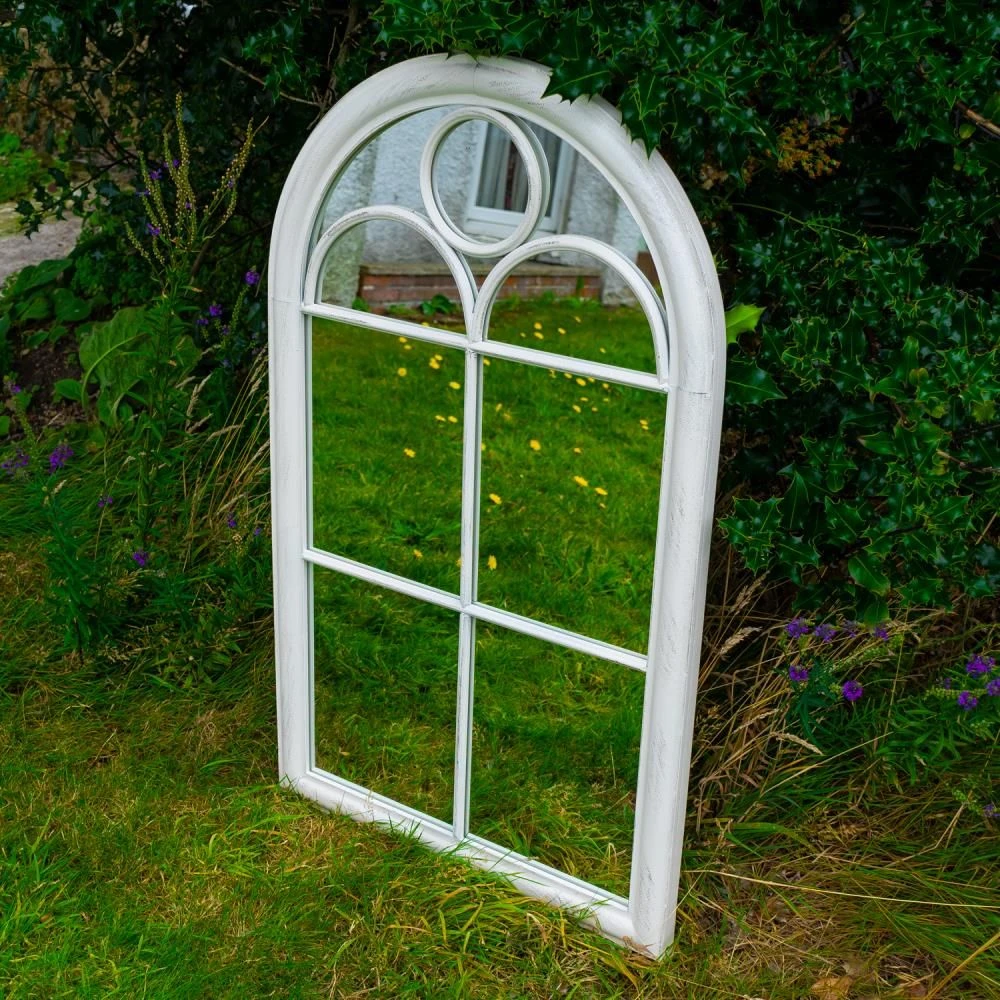 Woodside Oxshott XL Decorative Arched Outdoor Garden Mirror, W: 60cm X H: 100cm - Image 3