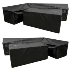 Woodside L Shape Outdoor Garden Corner Sofa & Table Dining Set Cover, Black