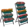 Woodside Drayton 3/5 Tier Metal Garden Planter Stand, Outdoor Plant Herb Display Shelves