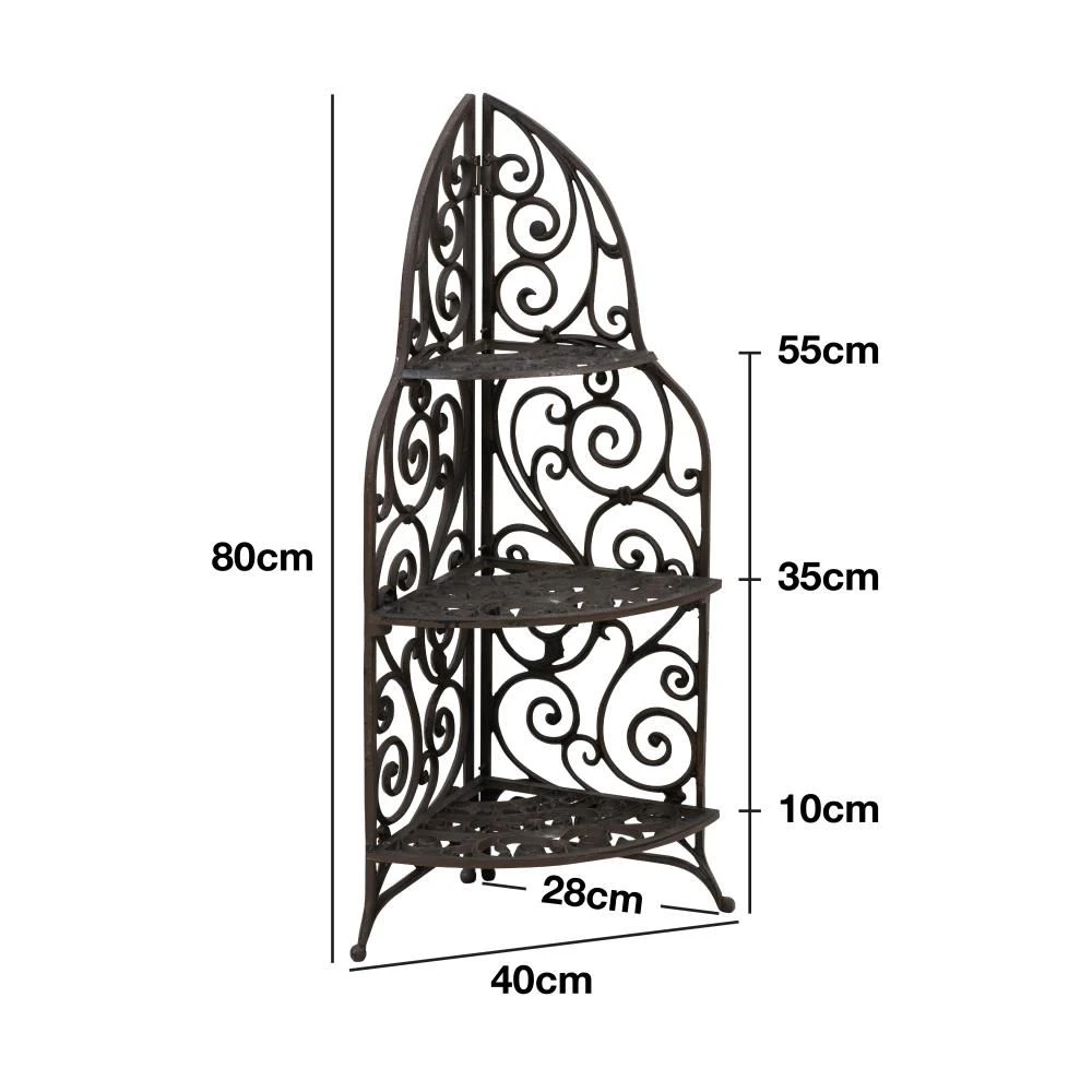Woodside 3 Tier Cast Iron Indoor/Outdoor Heavy Duty Garden Plant & Flower Stand - Image 5