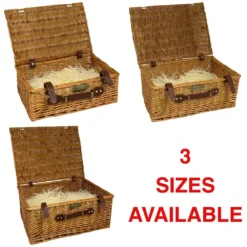 Woodside Wicker Picnic/Christmas Gift Hamper Basket With Leather Handle & Buckle