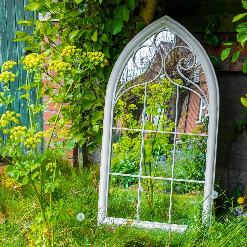 Woodside Selby XL Decorative Arched Outdoor Garden Mirror, W: 60.5cm X H: 111cm - Image 3