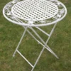 Maribelle Rustic White Floral Round Folding Outdoor Garden Patio Dining Table