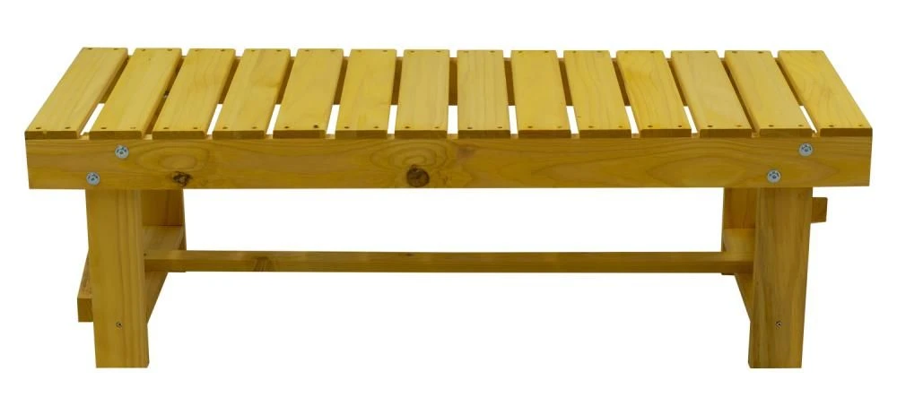 Woodside 2 Seater Garden Patio Bench, Outdoor Wooden Loveseat, Hard Pine Wood - Image 4