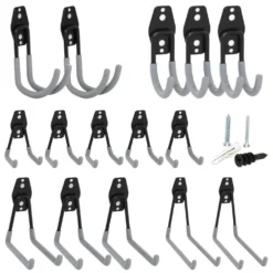 Woodside Heavy Duty Wall Mounted Garage Hanging Hooks, Utility Tool Hangers (Pack Of 15)
