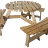 Maribelle 6 Seater Round Wooden Garden/Pub Bench - NATURAL