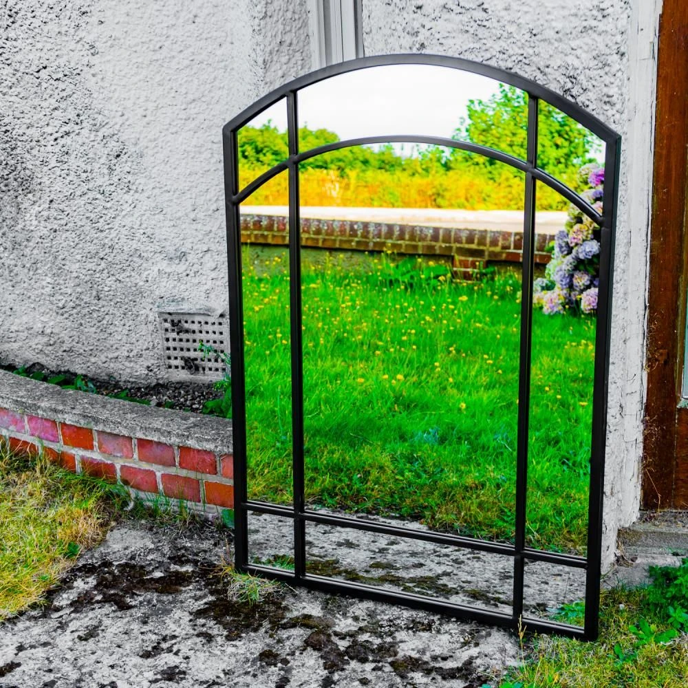 Woodside Byford XL Decorative Arched Outdoor Garden Mirror, W: 80cm X H: 110cm - Image 2