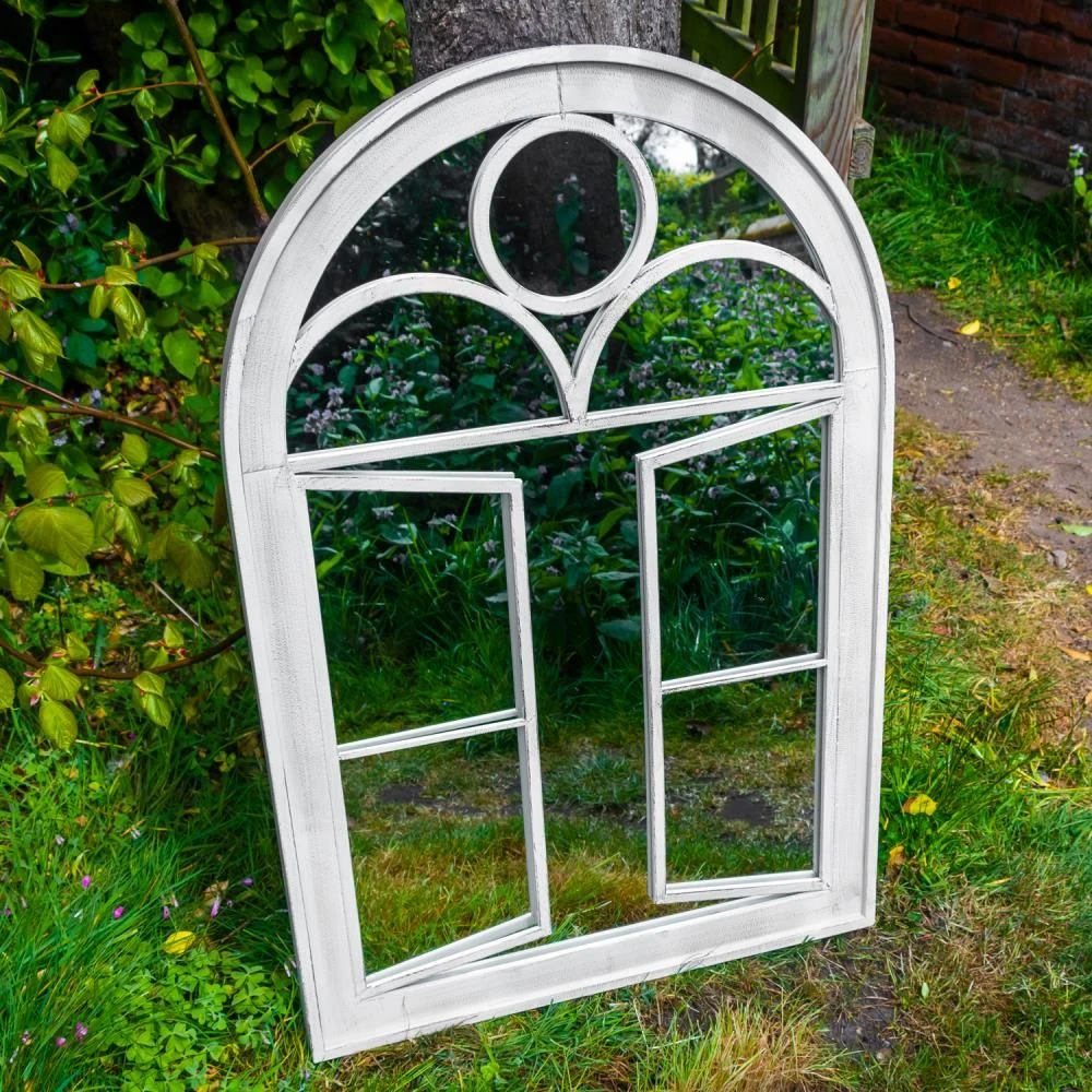 Woodside Acton Large Decorative Arched Outdoor Garden Mirror, 66.5cm X 97.5cm