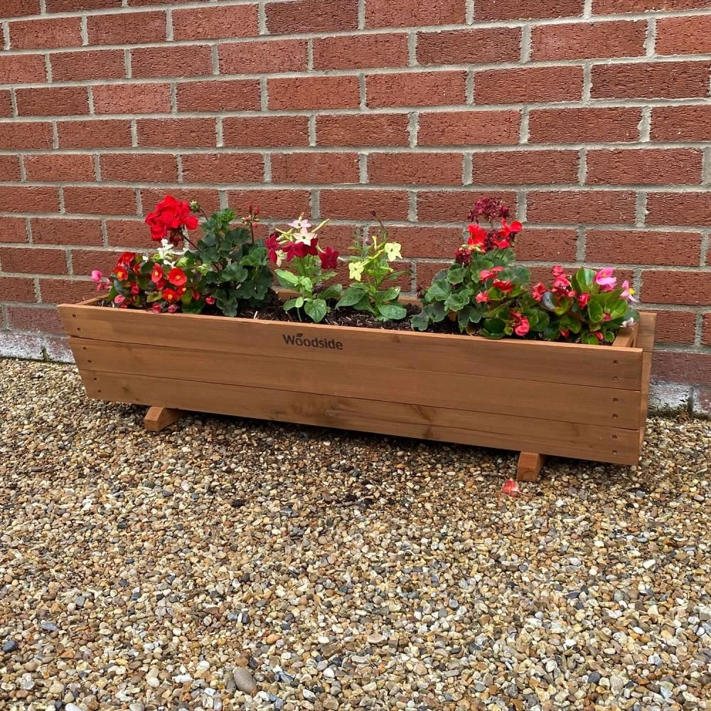 Woodside Sutton Wooden Garden Planter Plant/Flower Trough Container Box - Image 4