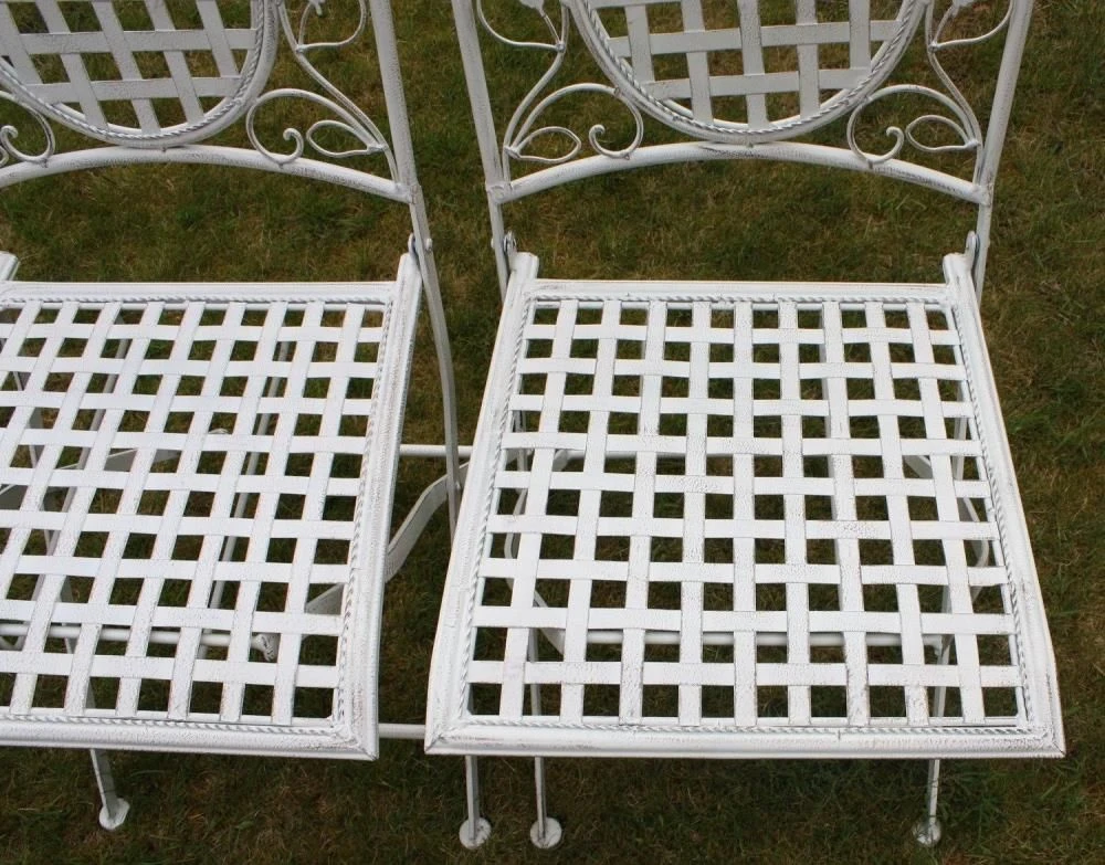 4 X Maribelle Folding Square Outdoor Garden Patio Chair White Floral Furniture - Image 3