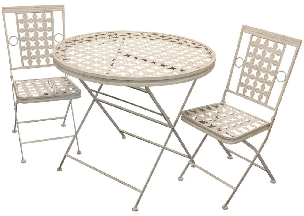 Woodside Ostend Folding Metal Outdoor Garden Patio Dining Table And 2 Chairs Set