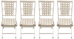 Woodside Ostend 4 X Square Folding Metal Garden Patio Dining Chairs Outdoor Furniture