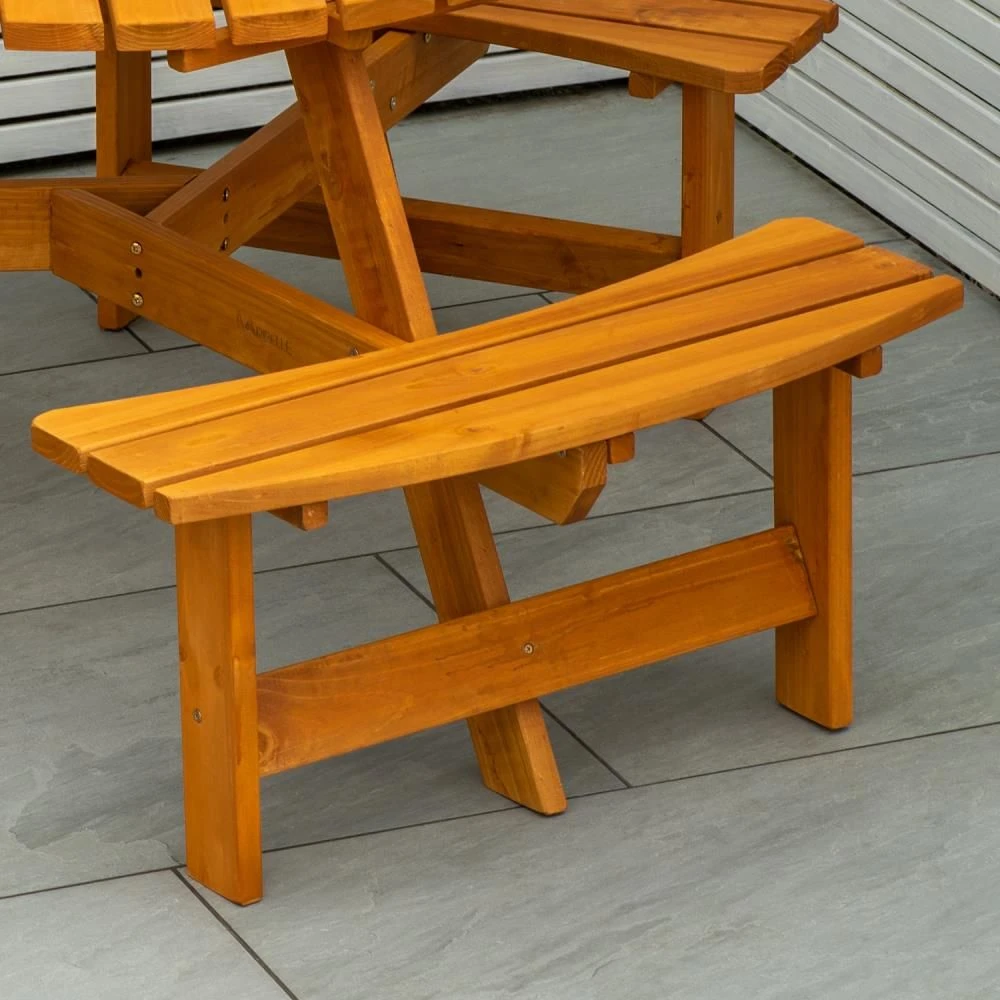 Maribelle 6 Seater Round Wooden Garden/Pub Bench - STAINED - Image 4