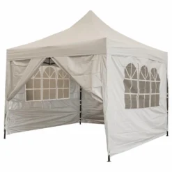 Woodside Pop Up 3m X 3m Garden Gazebo, Waterproof Garden Marquee, Ivory