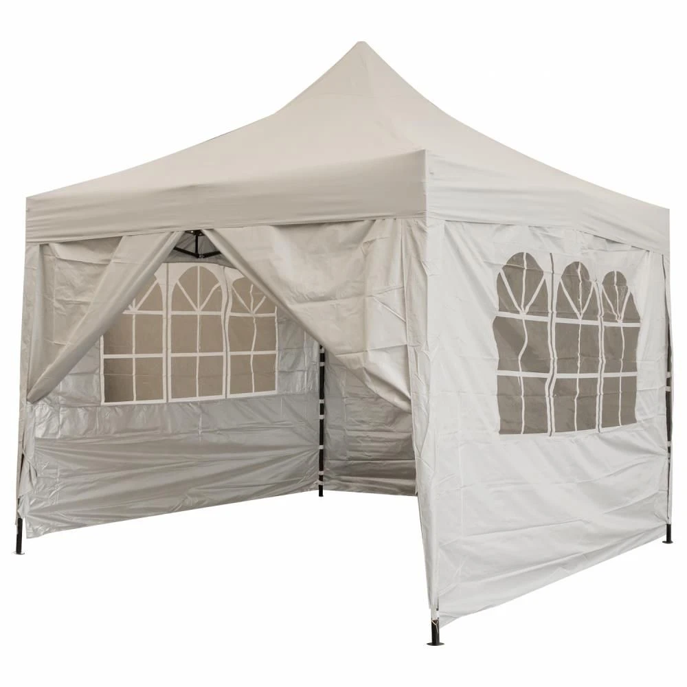 Woodside Pop Up 3m X 3m Garden Gazebo, Waterproof Garden Marquee, Ivory