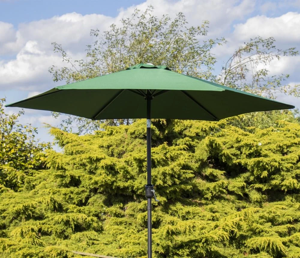 Woodside Large 2.7m Garden Parasol Umbrella With Winding Crank & Tilt Green - Image 2