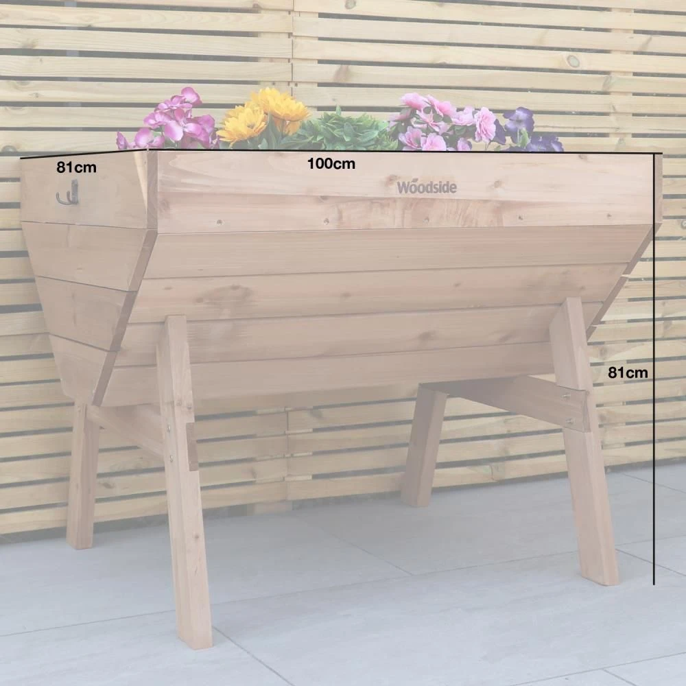 Woodside Raised Wooden Garden Bed Planter, Plants & Vegetable/Herb Box, Medium 100cm - Image 2