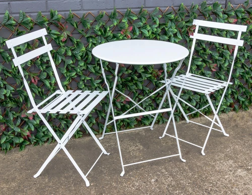 Woodside Aylsham Outdoor Garden Patio Folding Table & Chair Bistro Set 6 Colours - Image 2
