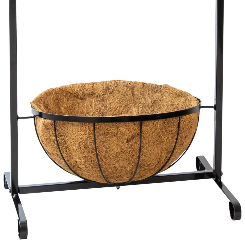 Woodside Hanging Coconut Flower Basket Planter Stand With Garden Welcome Sign - Image 3