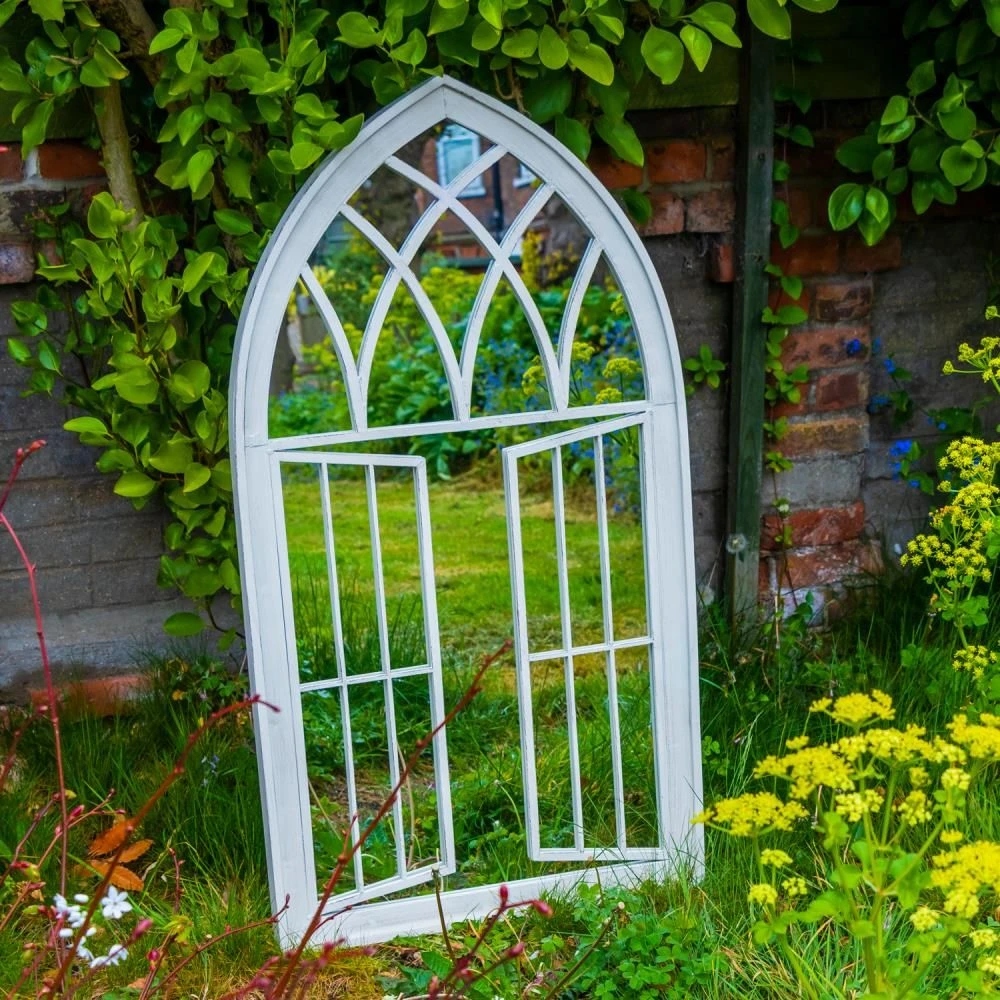 Woodside Truro XL Decorative Arched Outdoor Garden Mirror, W: 64cm X H: 117.5cm - Image 4