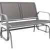 Woodside Stalham Grey 2 Seater Garden Glider Bench, Outdoor Rocking Swing Seat