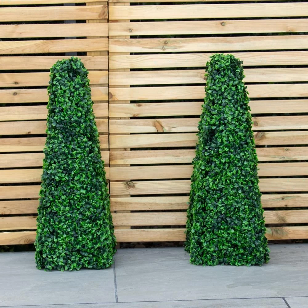 Woodside Topiary Obelisk Leaf Effect, Green 2ft Indoor Outdoor Decor (pack Of 2) - Image 2