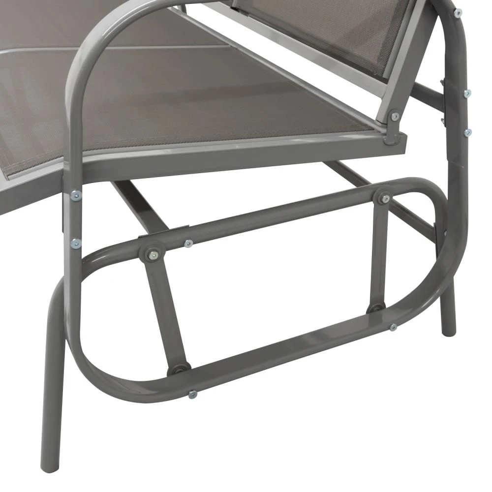 Woodside Stalham Grey 2 Seater Garden Glider Bench, Outdoor Rocking Swing Seat - Image 4