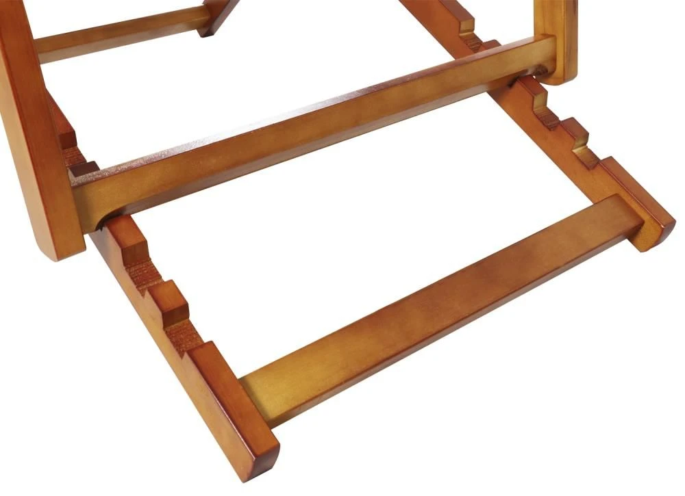 Woodside Traditional Folding Beach/Garden Wooden Deck Chair Seaside Lounger, Dark Blue/White - Image 4