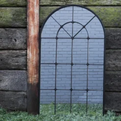 Woodside Darley XXL Decorative Arched Outdoor Garden Mirror, H: 135cm X W: 80cm