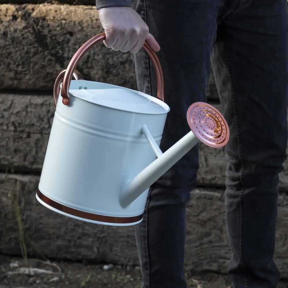 Woodside 9L Metal Garden And Plant Watering Can With Rose - Image 2